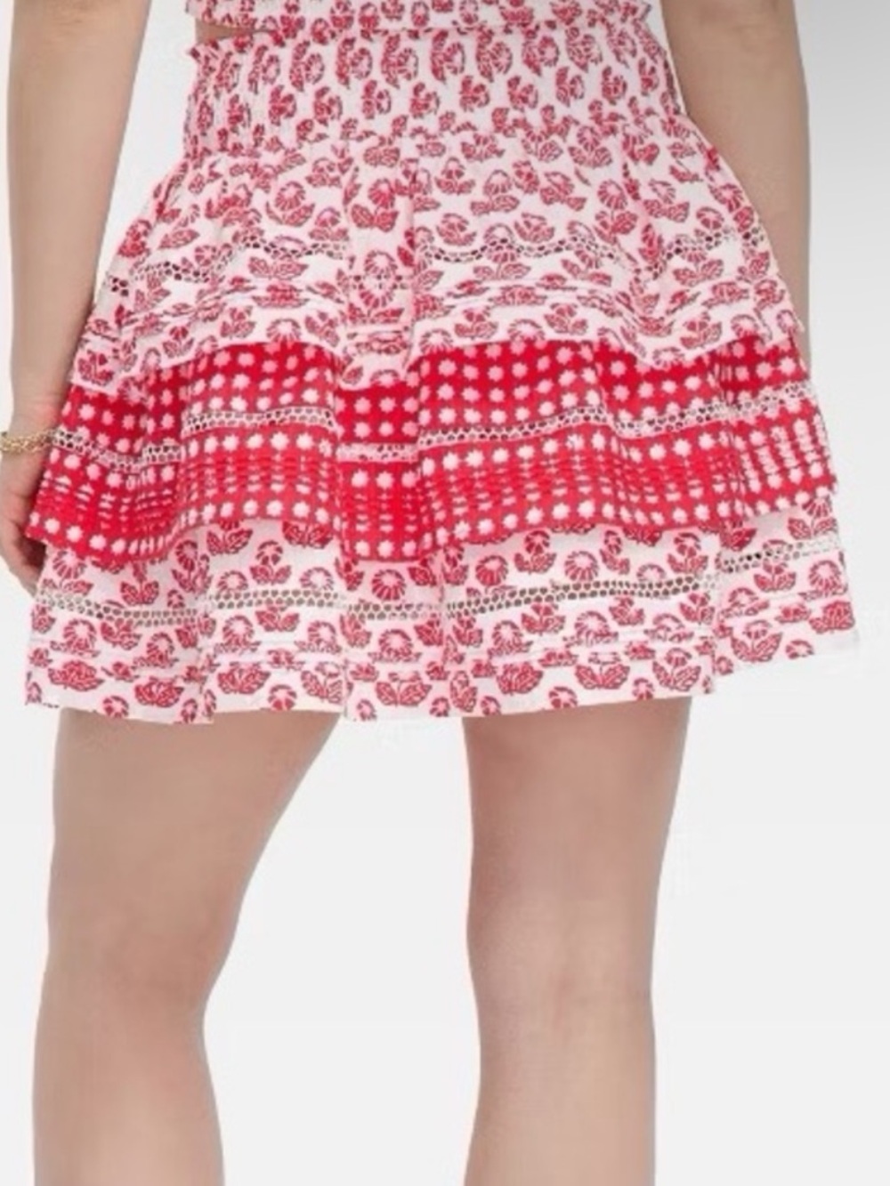Roller Rabbit Red & White Ruffle Mini Skirt - Picture 2 of 3